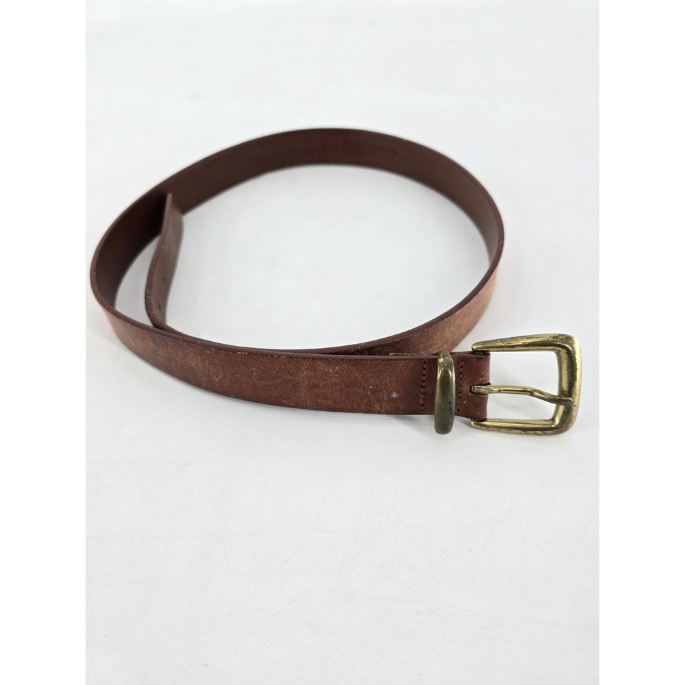 Vtg Brown 34/85 Genuine Leather Belt Brass Buckle Guatemala - Cowboy 6072